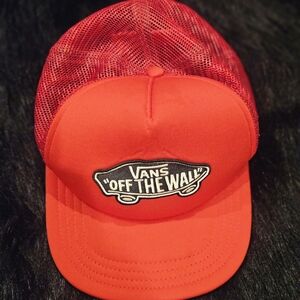 Vans "Off The Wall" Red Mesh Trucker Hat